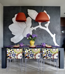 Фото интерьера столовой квартиры в стиле фьюжн