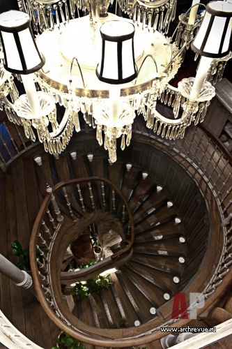 Фото интерьера лестницы ресторана в стиле неоклассика