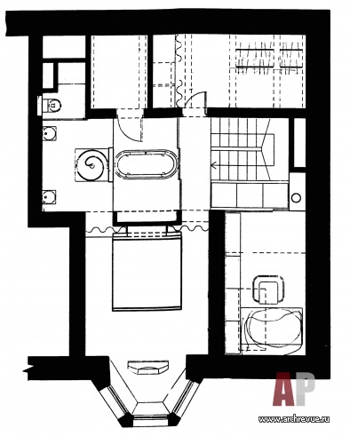 Планировка 2 этажа двухэтажной квартиры в современном стиле.