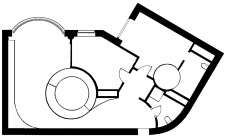 Планировка квартиры 160 кв. м с круглым эркером.