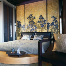 Фото интерьера спальни небольшой квартиры в восточном стиле