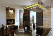 Фото интерьера камина четырехкомнатной квартиры в стиле минимализм