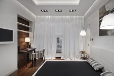 Фото интерьера спальни небольшой квартиры в стиле минимализм