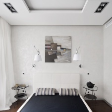 Фото интерьера спальни небольшой квартиры в стиле минимализм