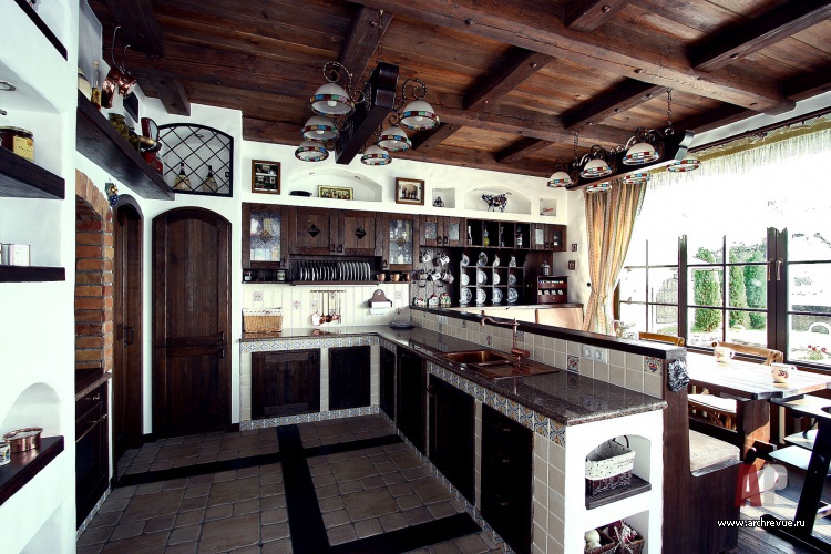 Фото интерьера кухни дома в баварском стиле
