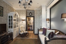 Фото интерьера гостиной небольшой квартиры в стиле неоклассика 