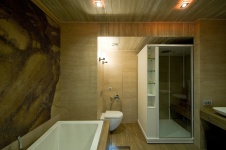 Фото интерьера санузла в стиле минимализм Фото интерьера ванной в стиле минимализм