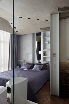 Фото интерьера спальни небольшой квартиры в современном стиле