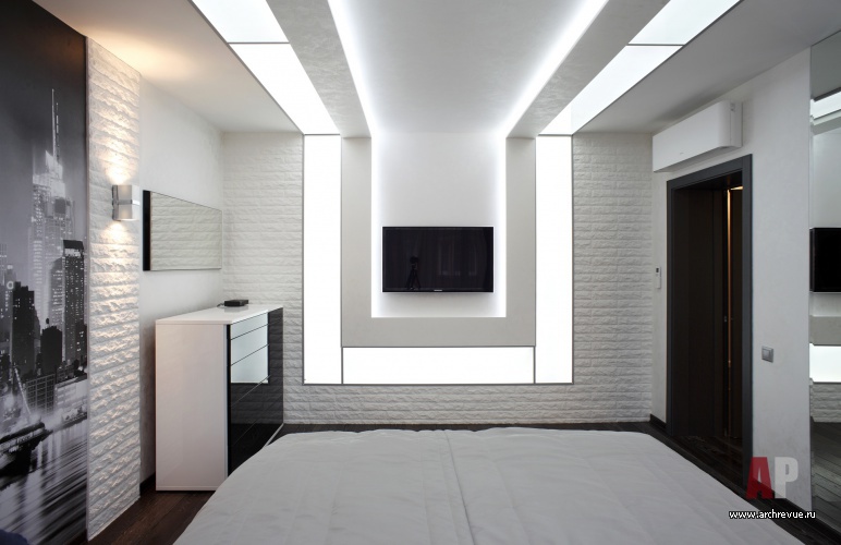 Фото интерьера спальни таунхуса в стиле минимализм