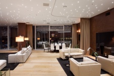 Фото интерьера каминной квартиры в современном стиле