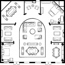Планировка магазина эксклюзивной мебели 296 кв. м.
