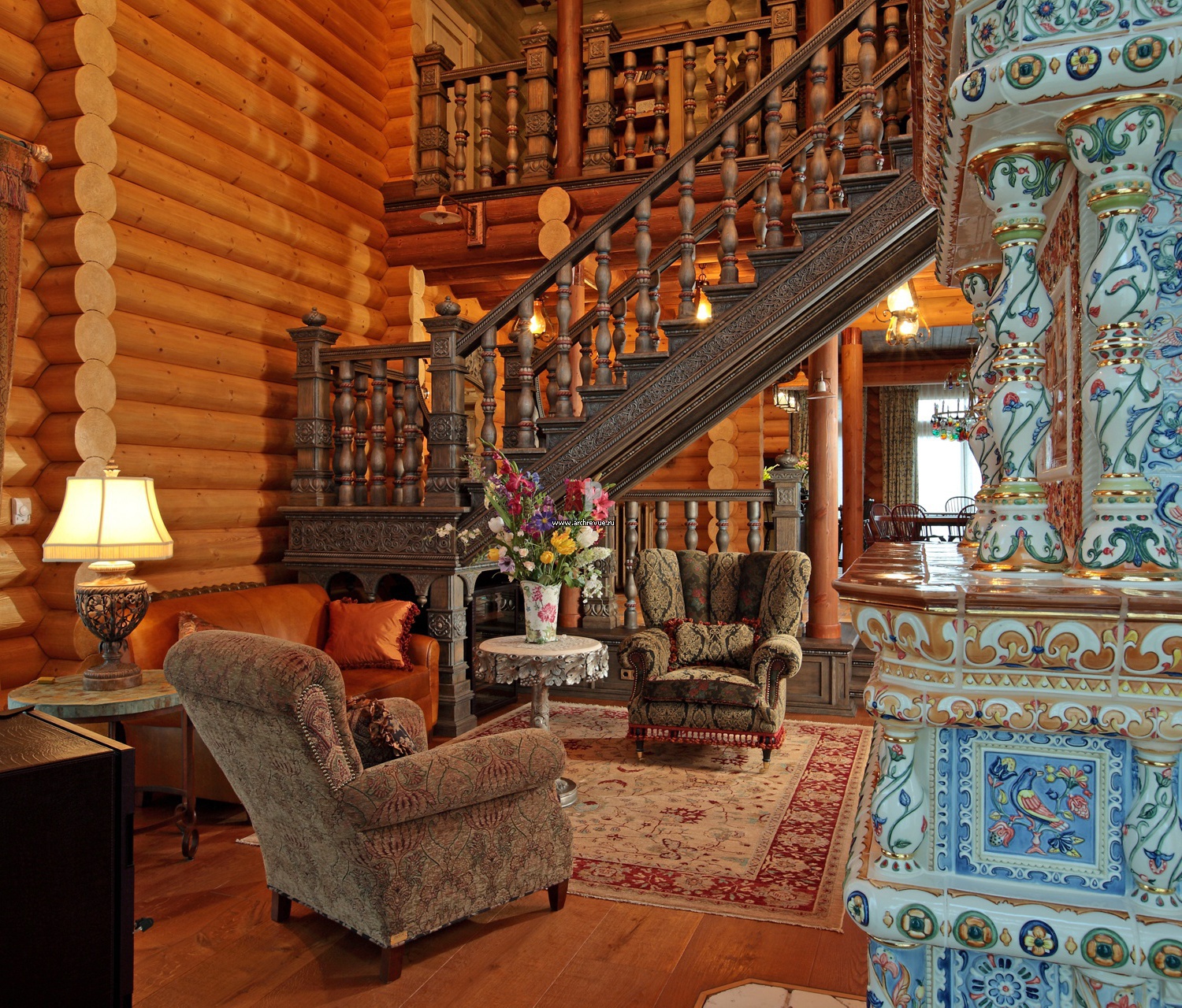 старорусский стиль в интерьере деревянного дома
