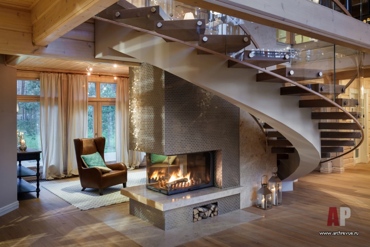 Фото интерьера каминной дома в скандинавском стиле