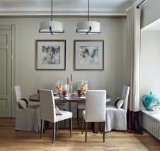 Фото интерьера столовой небольшой квартиры в стиле фьюжн