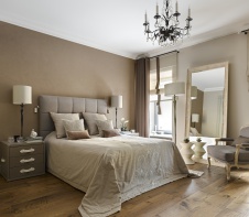 Фото интерьера спальни небольшой квартиры в стиле фьюжн