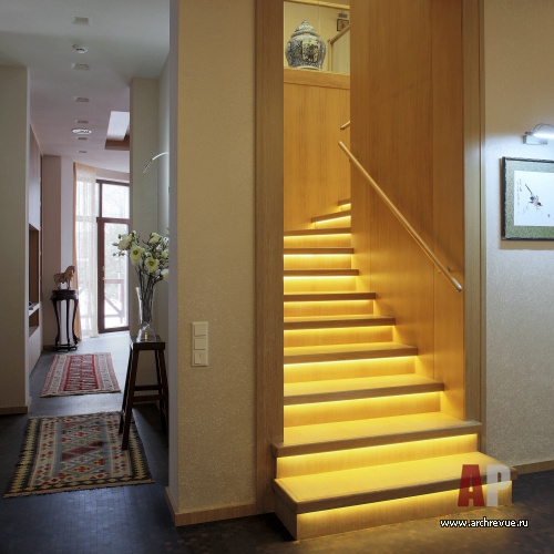 Фото интерьера лестницы гостевого дома в стиле шале