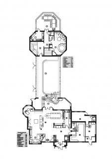 План 3-х этажного дома с примыкающим флигелем. Планировка 2 этажа.