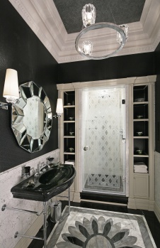 Фото интерьера санузла двухуровневой квартиры в стиле ар-деко