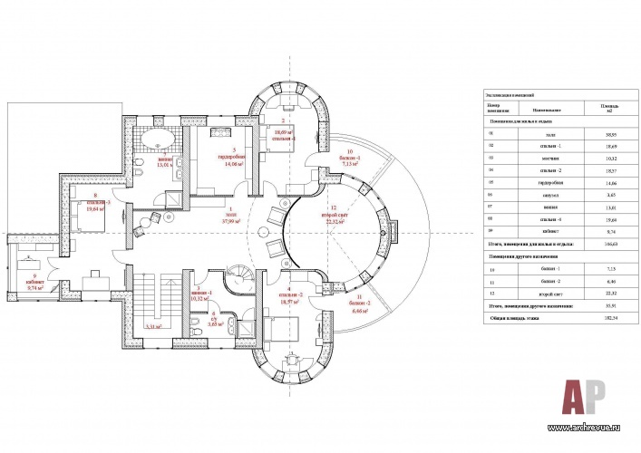 Планировка 1 этажа компактного 3-х этажного дома в стиле французской классики. Общая площадь - 470 кв. м.