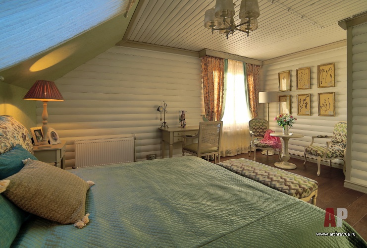 Фото интерьера спальни небольшого дома в стиле кантри