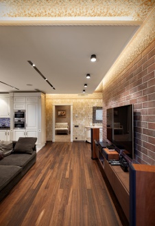 Фото интерьера гостиной квартиры в стиле фьюжн