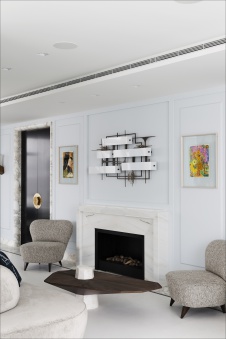 Фото интерьера каминной квартиры в современном стиле