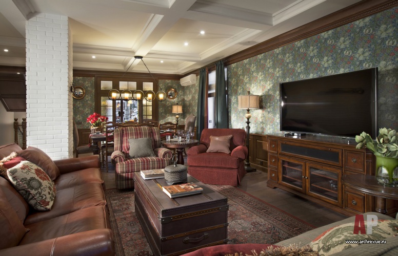Фото интерьера гостиной дома в английском стиле