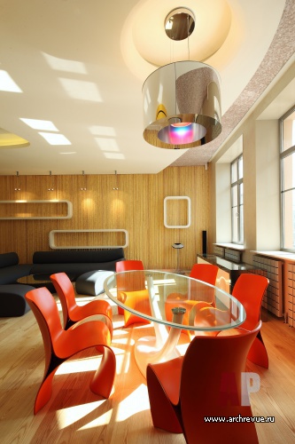 Фото интерьера столовой квартиры в стиле авангард