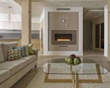 Фото интерьера каминной квартиры в стиле фьюжн