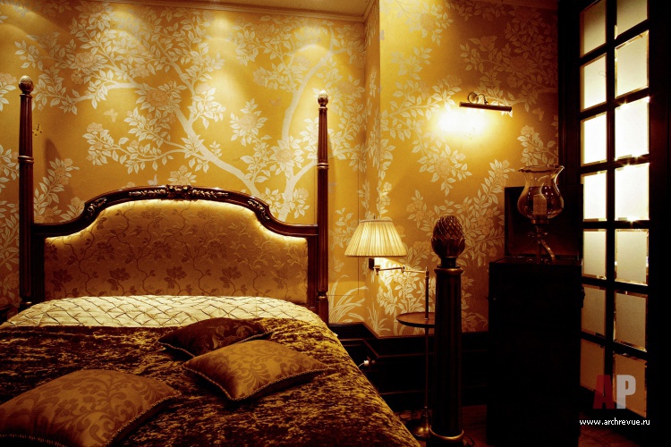 Фото интерьера спальни квартиры в английском стиле