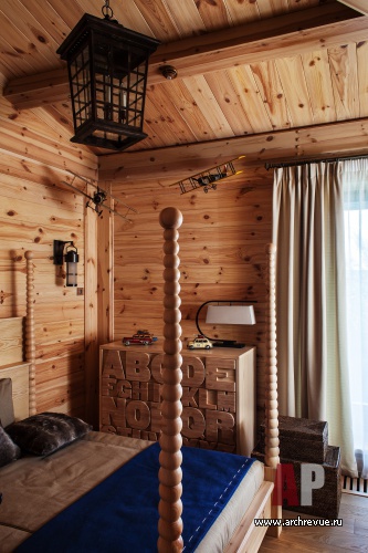 Фото интерьера детской деревянного дома в эко стиле