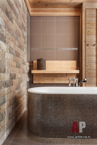 Фото интерьера ванной деревянного дома в эко стиле
