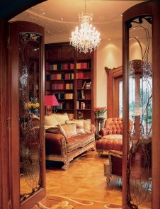 Фото интерьера библиотеки дома в стиле ар-деко