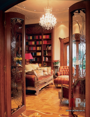 Фото интерьера библиотеки дома в стиле ар-деко