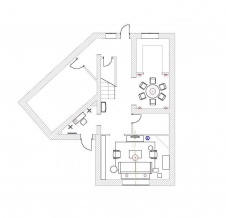 Планировка 1 этажа 2-х этажного таунхауса 220 кв. м.