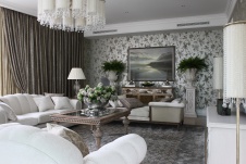 Фото интерьера гостиной квартиры в стиле неоклассика