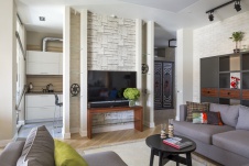 Фото интерьера гостиной квартиры в стиле лофт