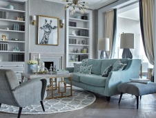 Фото интерьера каминной квартиры в стиле фьюжн