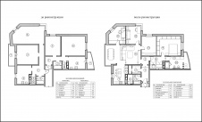 Планировка большой семейной квартиры площадью 135 кв. м до и после реконструкции.