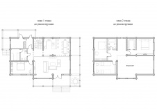Планировка 1 и 2 этажей деревянного дома до реконструкции. Общая площадь - 234 кв. м. после рекнострукции