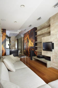 Фото интерьера гостиной квартиры в стиле неоклассика