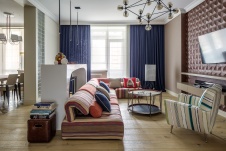 Фото интерьера гостиной квартиры в стиле фьюжн