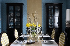 Фото интерьера столовой дома в стиле фьюжн