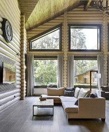 Фото интерьера гостиной дома в стиле шале