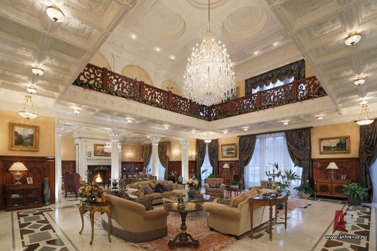 Фото интерьера гостиной резиденции в дворцовом стиле