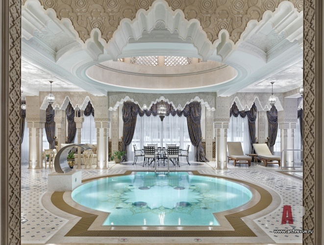Фото интерьера зоны СПА резиденции в дворцовом стиле