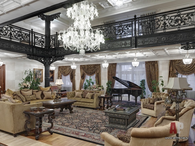 Фото интерьера гостиной дома в дворцовом стиле