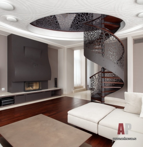 Фото интерьера каминной квартиры в современном стиле