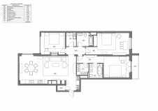 Вариант планировки квартиры до 160 кв. м с небольшой плоскостью остекления.