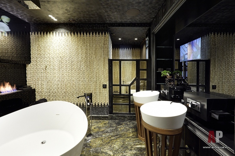 Фото интерьера ванной квартиры в восточном стиле Фото интерьера санузла квартиры в восточном стиле